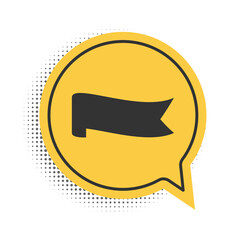 Poster - Black Banner ribbon icon isolated on white background. Yellow speech bubble symbol. Vector.