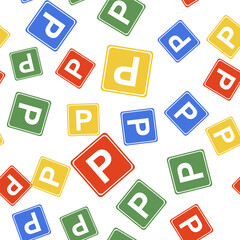 Poster - Color Parking sign icon isolated seamless pattern on white background. Street road sign. Vector.