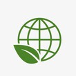 © Назарій - global environment icon. environmental and eco symbol. leaf and globe earth. vector green color image