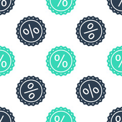 Poster - Green Percent symbol discount icon isolated seamless pattern on white background. Sale percentage - price label, tag. Vector.