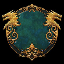 Fantasy Heraldic Frame With Dragons