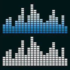 Frequency audio waveform, music wave HUD interface elements, voice graph signal. Vector illustration.