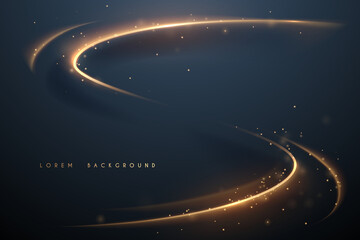 Fototapete - Abstract gold lines with sparks and glow effect