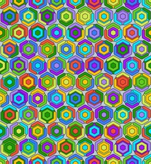 Canvas Print - colorful modern bee honeycomb seamless pattern, art honey texture