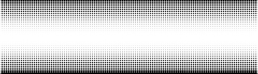 Poster - Halftone in abstract style. Geometric retro banner vector texture. Modern print. White and black background. Light effect