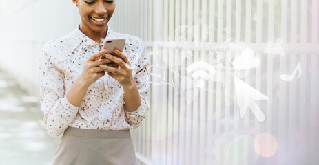 Wall Mural - Woman using a smartphone