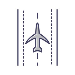 Poster - Unique Plane On Runway Line Vector Icon