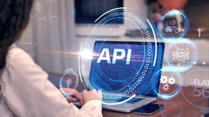 API - Application Programming Interface. Software development tool. Business, modern technology, internet and networking concept