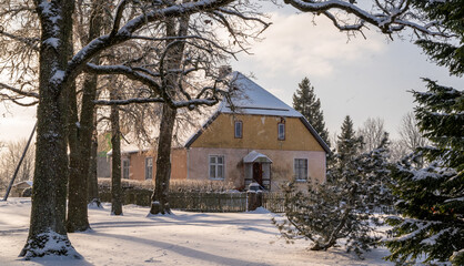 Poster - old manor in winter time, europe, estonia