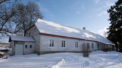 Poster - old manor in winter time, europe, estonia