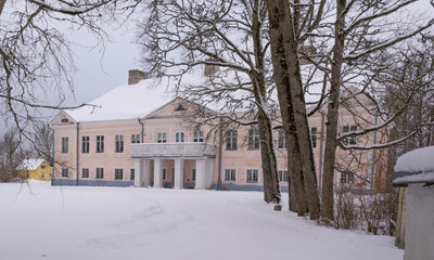 Poster - old manor in winter time, europe, estonia