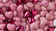 © RocknRoller Studios - Multicolored Heart background. Valentine Wallpaper with Pink, White and Metallic love hearts. 3D Render