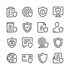 Fototapete - Shield line icons set. Modern graphic design concepts, simple outline elements collection. Vector line icons