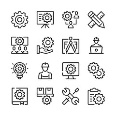 Fototapete - Engineering line icons set. Modern graphic design concepts, simple outline elements collection. Vector line icons
