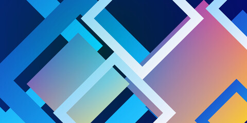 blue and orange pink yellow squares abstract geometric banner design. technology vector background