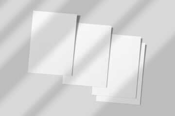 Realistic blank A4 flyer brochure for mockup. Paper or poster illustration. 3D Render.