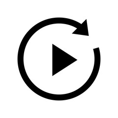Poster - Play video icon. Return vector button with arrow isolated on white background. Vector illustration EPS10.