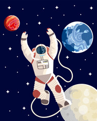 Wall Mural - space spaceman moon earth planet explore universe galaxy