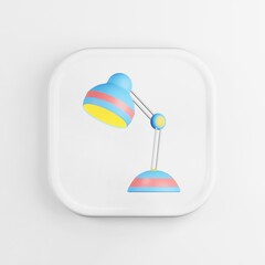Poster - Multicolored table lamp icon. 3d rendering white square button key, interface element.