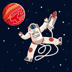 Sticker - astronaut in suit and helmet uniform space exploration