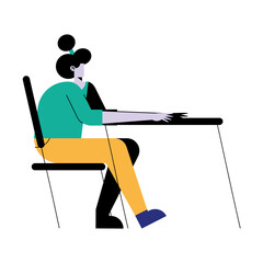 Sticker - young woman seated in desk character