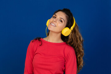 Wall Mural - Portrait of beautiful caucasian girl with curly hair