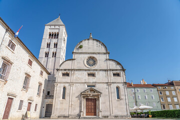 Wall Mural - Facade of St. Mary's Church in Zadar old town square in Croatia summer