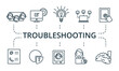 © Mariia - Troubleshooting icon set. Collection contain pack of pixel perfect creative icons. Troubleshooting elements set.
