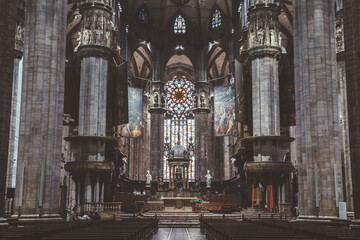 Wall Mural - Panoramic view of interior of Milan Cathedral (Duomo di Milano)