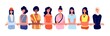 Diverse women together. Woman group, girl activity. Power and female empowerment, strong feminist sisterhood community utter vector concept. Together female, women young diversity illustration