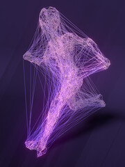 Leinwandbilder - 3d rendering running wire man on the violet background. Modern wireframe for medical design. Digital illustration