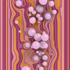 Aufkleber - Modern group of pink spherical shapes on a colored striped background. Graphic design element. 3d rendering illustration