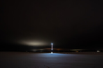 Wall Mural - light painting with drone at cold winter night night. Winter landscape.