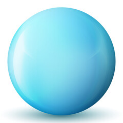 Glass blue ball or precious pearl. Glossy realistic ball, 3D abstract vector illustration highlighted on a white background. Big metal bubble with shadow.