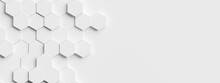 Random Shifted White Honeycomb Hexagon Background Wallpaper Banner Pattern With Copy Space