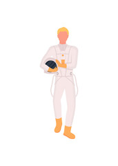 Poster - Astronaut flat color vector faceless character. One who wants explore new planets. Different equipment for space missions isolated cartoon illustration for web graphic design and animation
