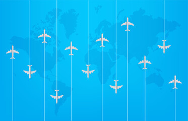 Poster - World travel concept with modern aircrafts