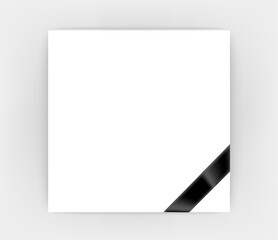 Poster - White frame with mourning ribbon. Photo frame template