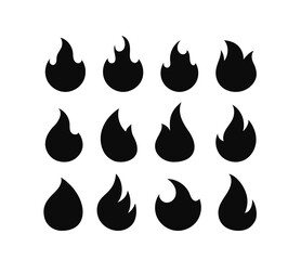 Poster - Flame silhouettes isolated on white background vector set