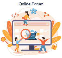 Software developer online service or platform. Idea of programming