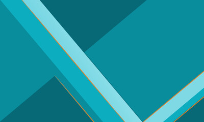 Poster - Abstract ink blue and aqua geometric shapes with thin orange lines  