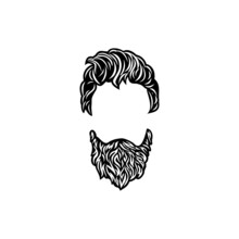 Hipster Hair And Beards, 
Barber Shop Isolated Vintage Label Badge Emblem. Vector Illustration.