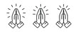 Pray icon set. Folded hands symbol. Simple thin line design. Vector illustartion.