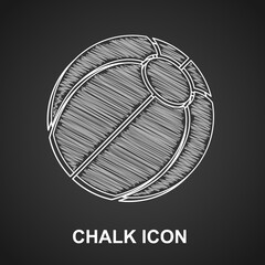 Sticker - Chalk Beach ball icon isolated on black background. Vector.