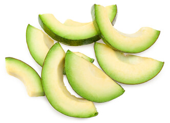 fresh avocado isolated on white background. top view. clipping path