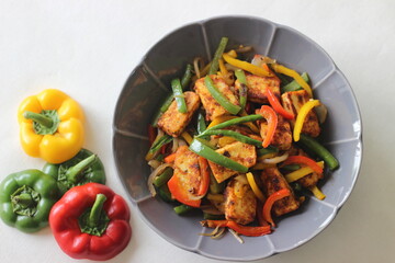 Wall Mural - Tawa fried paneer and sautéed bell peppers. A tasty combination as Starter dish.