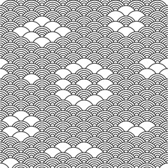 Canvas Print - Seamless pattern in chinese style. Black and white oriental background.