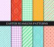 © generationclash - Easter seamless Patterns set. Eggs, Gingham. Polka Dot and Striped pattern designs collection. Endless texture for web, wrapping paper. Pattern templates in Swatches panel, easy to change in one click