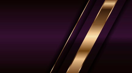 Poster - Abstract luxurious purple combination and golden overlap layer background . Modern creative dark navy luxury gold line overlapping style design
