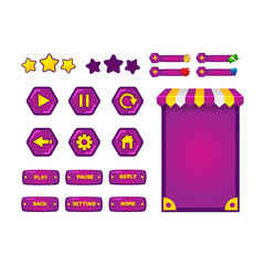 Poster - Mobile game ui kit design vector isolated on white background